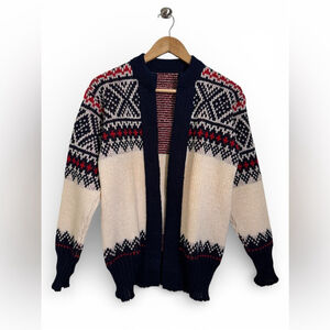 Chunky Nordic Wool Cardigan Scandinavian Knit Size 16